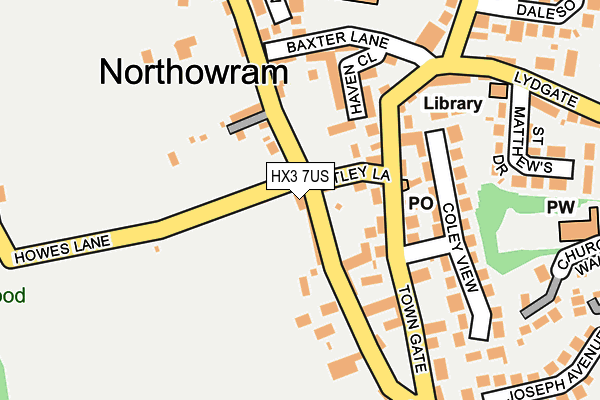 HX3 7US map - OS OpenMap – Local (Ordnance Survey)