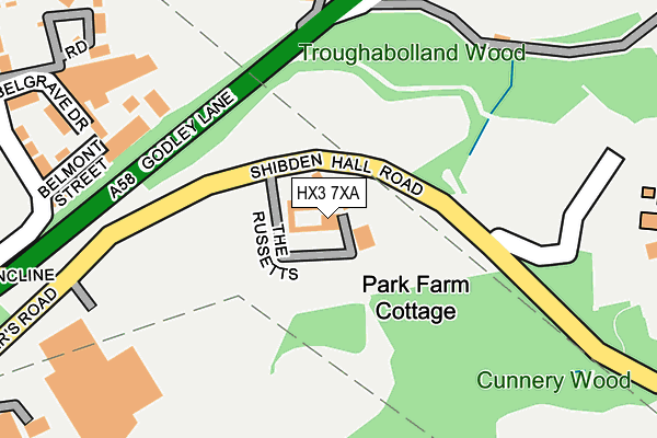 HX3 7XA map - OS OpenMap – Local (Ordnance Survey)