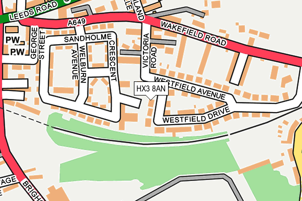 HX3 8AN map - OS OpenMap – Local (Ordnance Survey)