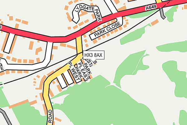 HX3 8AX map - OS OpenMap – Local (Ordnance Survey)