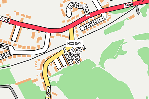 HX3 8AY map - OS OpenMap – Local (Ordnance Survey)