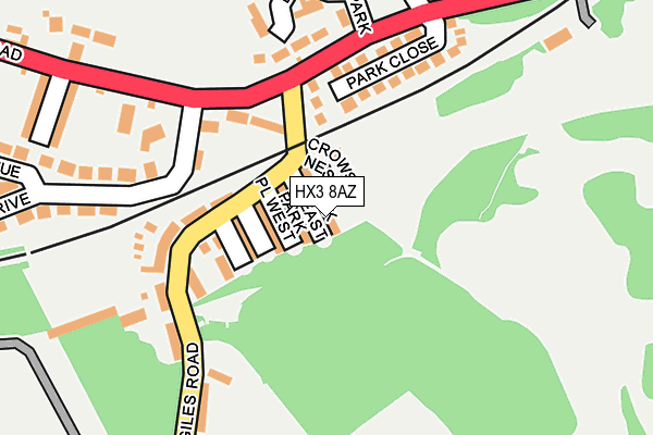 HX3 8AZ map - OS OpenMap – Local (Ordnance Survey)