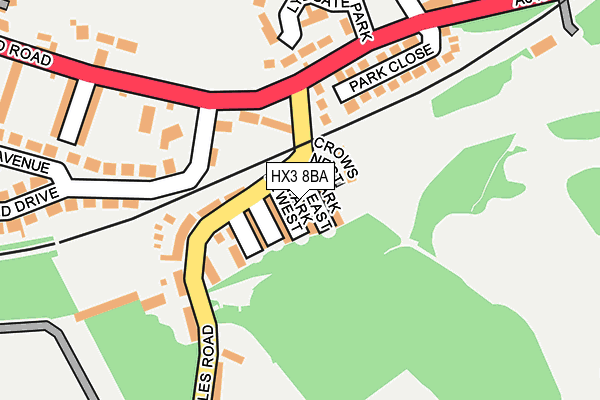 HX3 8BA map - OS OpenMap – Local (Ordnance Survey)