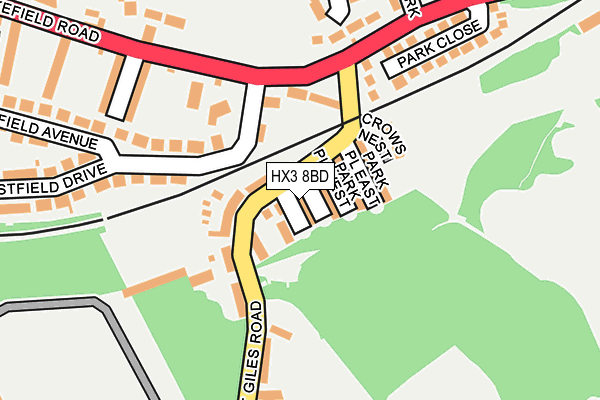 HX3 8BD map - OS OpenMap – Local (Ordnance Survey)