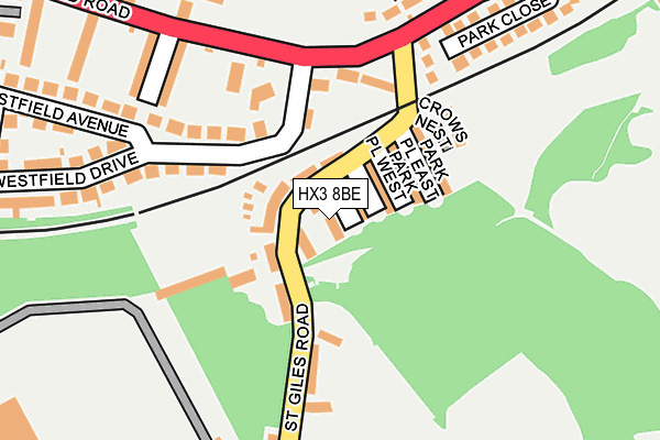 HX3 8BE map - OS OpenMap – Local (Ordnance Survey)