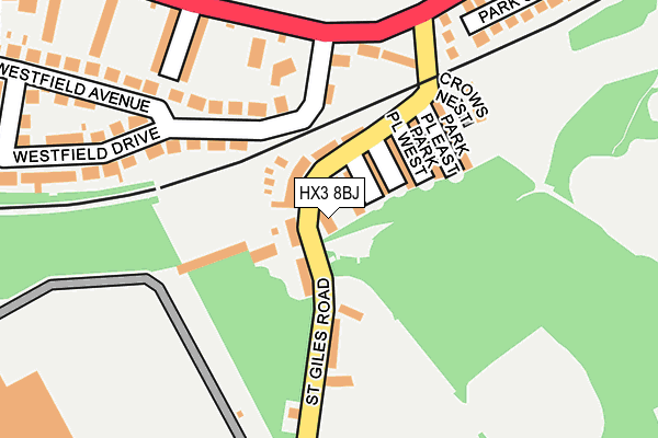 HX3 8BJ map - OS OpenMap – Local (Ordnance Survey)