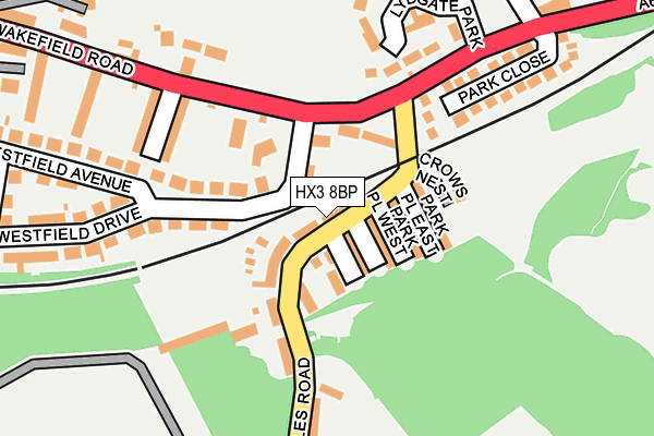 HX3 8BP map - OS OpenMap – Local (Ordnance Survey)