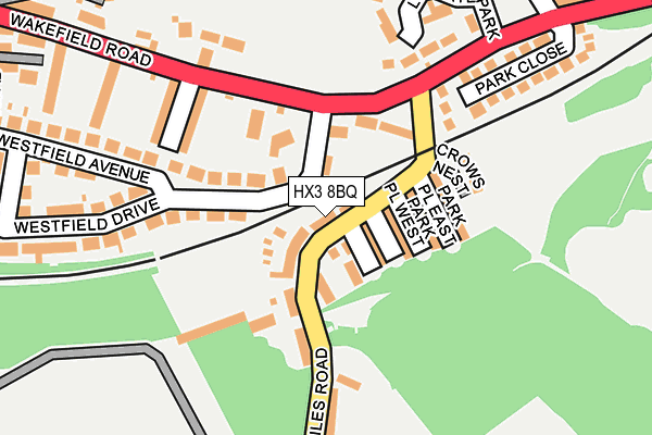 HX3 8BQ map - OS OpenMap – Local (Ordnance Survey)