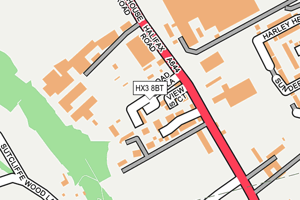 HX3 8BT map - OS OpenMap – Local (Ordnance Survey)