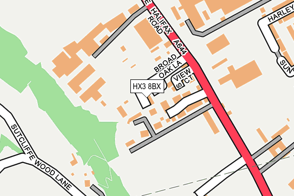 HX3 8BX map - OS OpenMap – Local (Ordnance Survey)