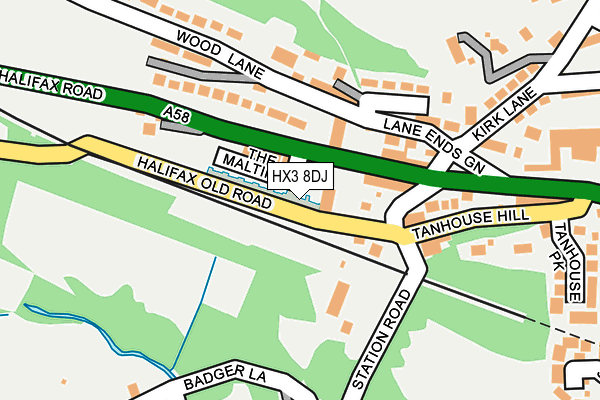 HX3 8DJ map - OS OpenMap – Local (Ordnance Survey)