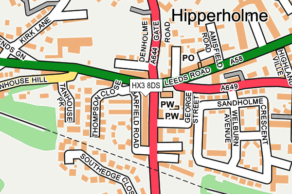 HX3 8DS map - OS OpenMap – Local (Ordnance Survey)