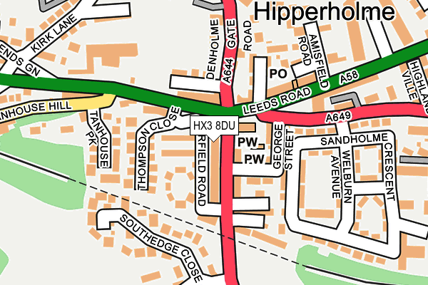 HX3 8DU map - OS OpenMap – Local (Ordnance Survey)