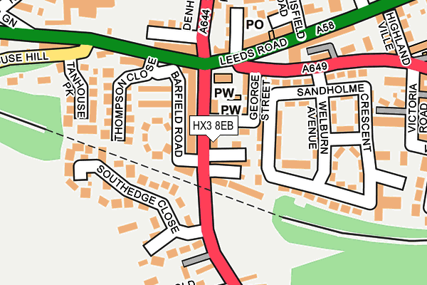 HX3 8EB map - OS OpenMap – Local (Ordnance Survey)