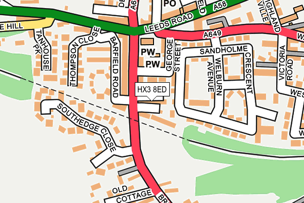 HX3 8ED map - OS OpenMap – Local (Ordnance Survey)