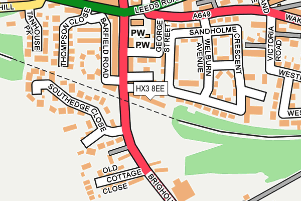 HX3 8EE map - OS OpenMap – Local (Ordnance Survey)
