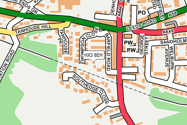 HX3 8EH map - OS OpenMap – Local (Ordnance Survey)