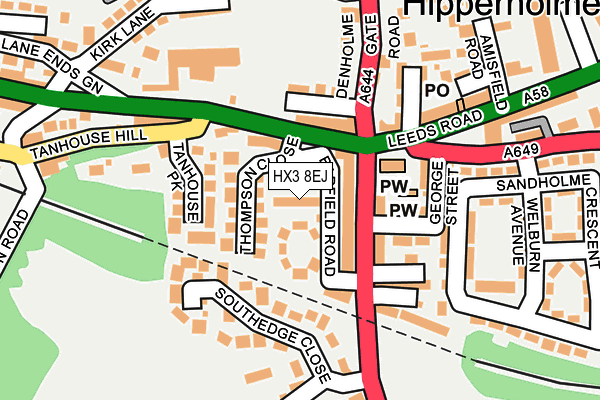 HX3 8EJ map - OS OpenMap – Local (Ordnance Survey)