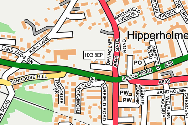 HX3 8EP map - OS OpenMap – Local (Ordnance Survey)