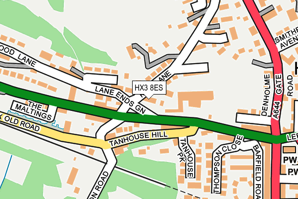 HX3 8ES map - OS OpenMap – Local (Ordnance Survey)