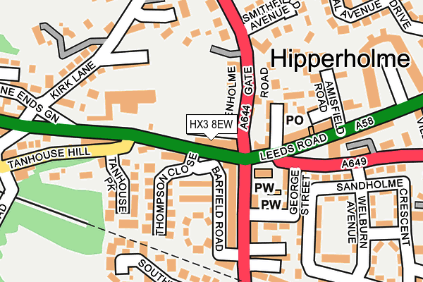 HX3 8EW map - OS OpenMap – Local (Ordnance Survey)