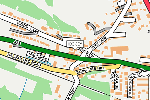 HX3 8EY map - OS OpenMap – Local (Ordnance Survey)