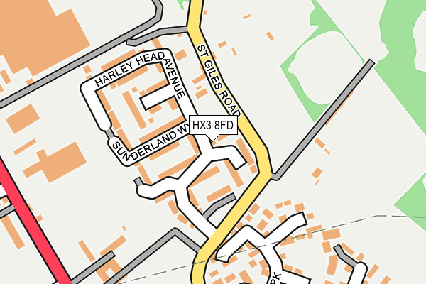 HX3 8FD map - OS OpenMap – Local (Ordnance Survey)