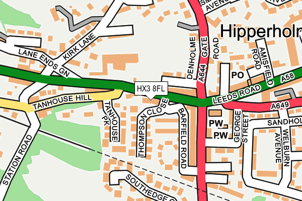 HX3 8FL map - OS OpenMap – Local (Ordnance Survey)