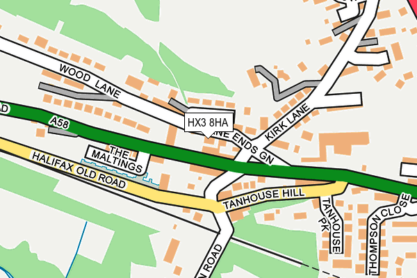 HX3 8HA map - OS OpenMap – Local (Ordnance Survey)