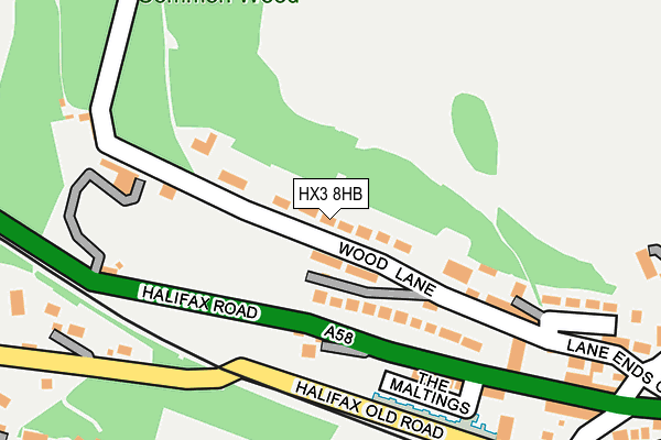 HX3 8HB map - OS OpenMap – Local (Ordnance Survey)