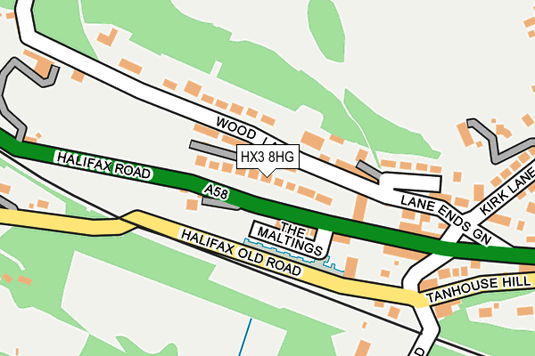 HX3 8HG map - OS OpenMap – Local (Ordnance Survey)