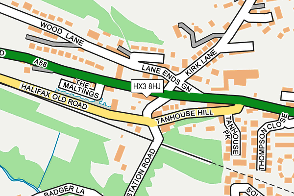 HX3 8HJ map - OS OpenMap – Local (Ordnance Survey)