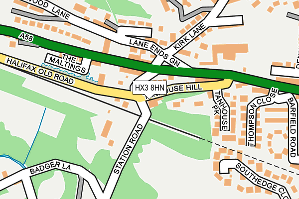 HX3 8HN map - OS OpenMap – Local (Ordnance Survey)