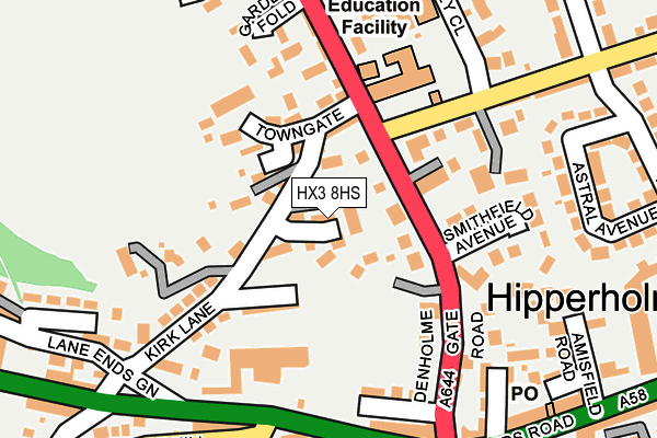 HX3 8HS map - OS OpenMap – Local (Ordnance Survey)