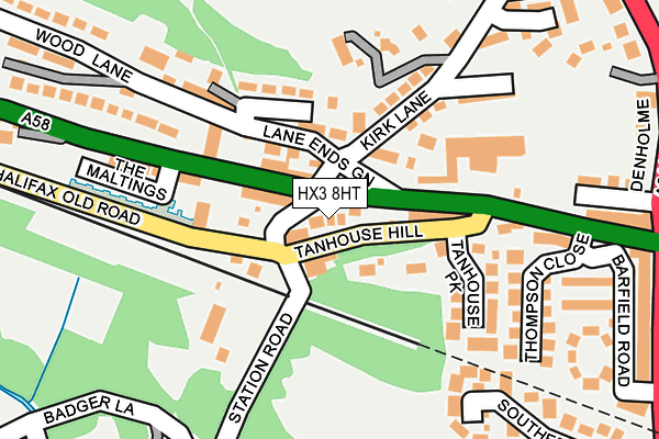 HX3 8HT map - OS OpenMap – Local (Ordnance Survey)