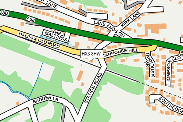 HX3 8HW map - OS OpenMap – Local (Ordnance Survey)