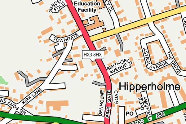 HX3 8HX map - OS OpenMap – Local (Ordnance Survey)