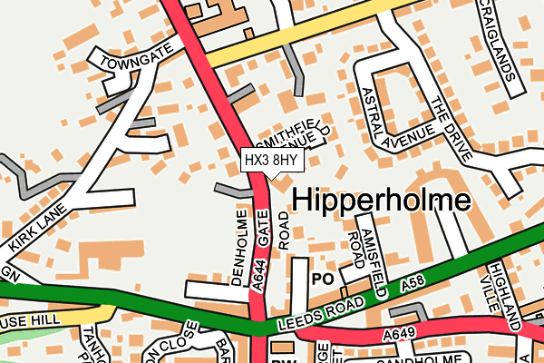 HX3 8HY map - OS OpenMap – Local (Ordnance Survey)