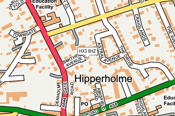 HX3 8HZ map - OS OpenMap – Local (Ordnance Survey)