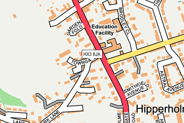 HX3 8JA map - OS OpenMap – Local (Ordnance Survey)