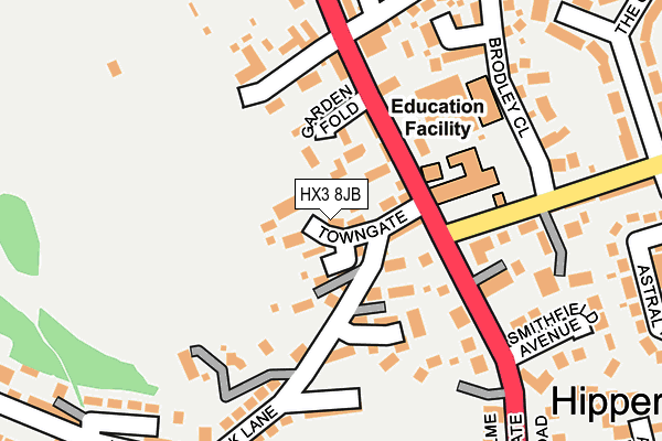HX3 8JB map - OS OpenMap – Local (Ordnance Survey)