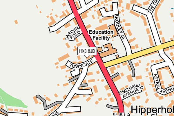 HX3 8JD map - OS OpenMap – Local (Ordnance Survey)