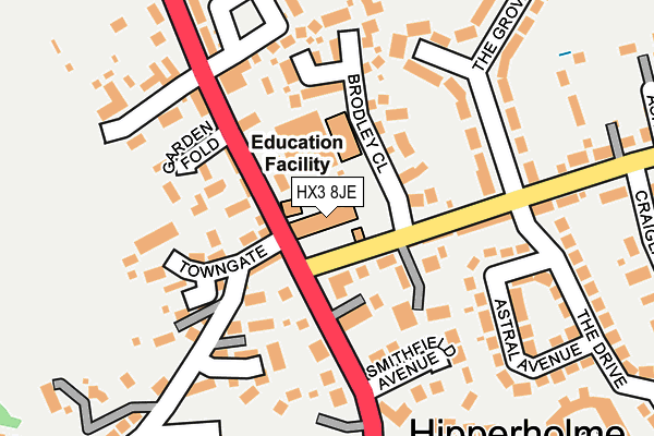 HX3 8JE map - OS OpenMap – Local (Ordnance Survey)