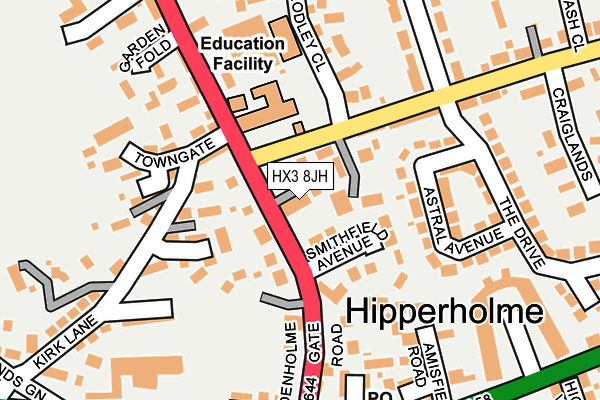 HX3 8JH map - OS OpenMap – Local (Ordnance Survey)