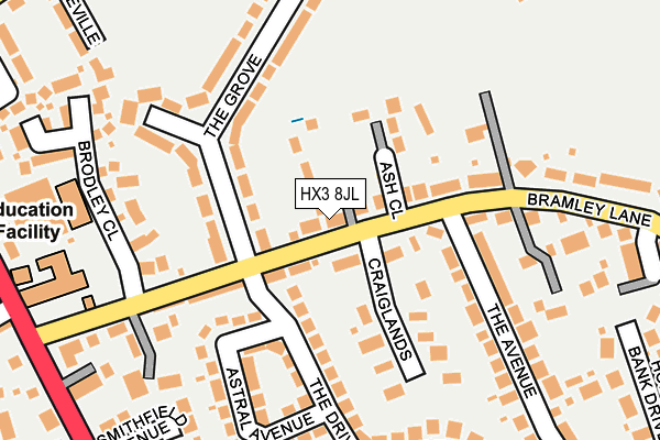 HX3 8JL map - OS OpenMap – Local (Ordnance Survey)
