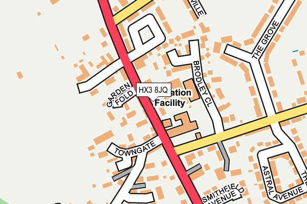 HX3 8JQ map - OS OpenMap – Local (Ordnance Survey)