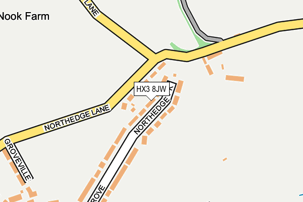 HX3 8JW map - OS OpenMap – Local (Ordnance Survey)