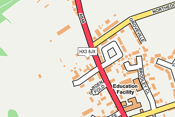 HX3 8JX map - OS OpenMap – Local (Ordnance Survey)
