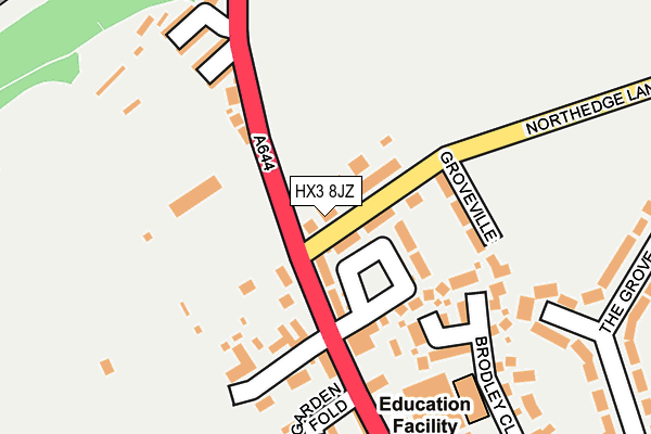 HX3 8JZ map - OS OpenMap – Local (Ordnance Survey)