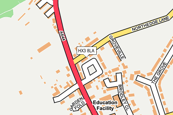 HX3 8LA map - OS OpenMap – Local (Ordnance Survey)